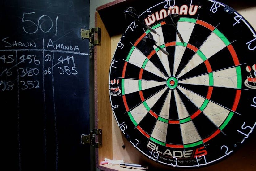 dart board with scores