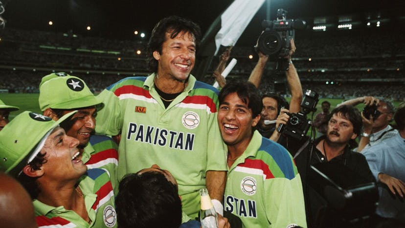 Imran Khan celebrating with team 