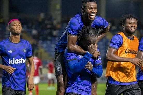 Junior Lokosa sheds tears of joy after scoring a goal