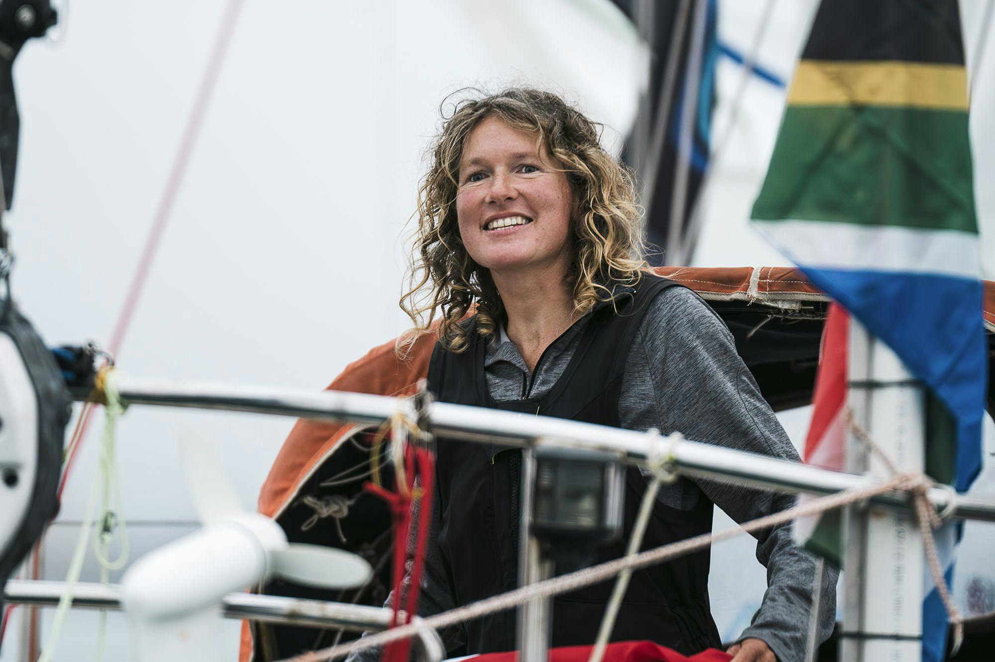 Kirsten Neuschäfer photographed on a boat
