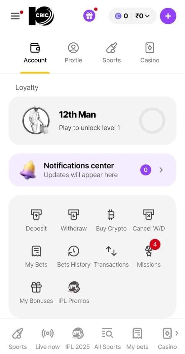 10CRIC Mobile Experience  