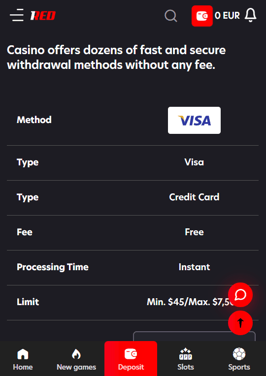 1Red Withdrawal Methods