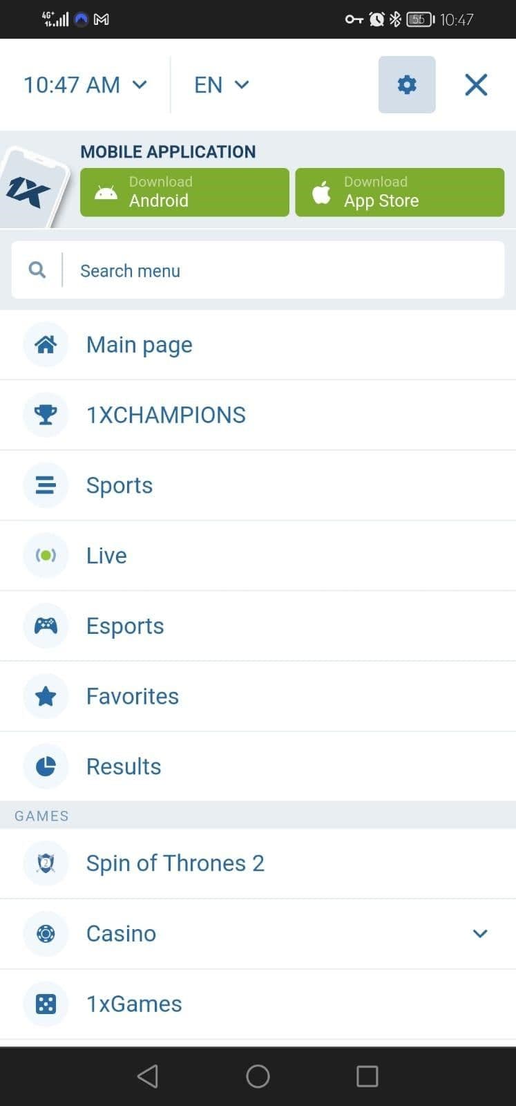Download 1xbet app for Android Devices
