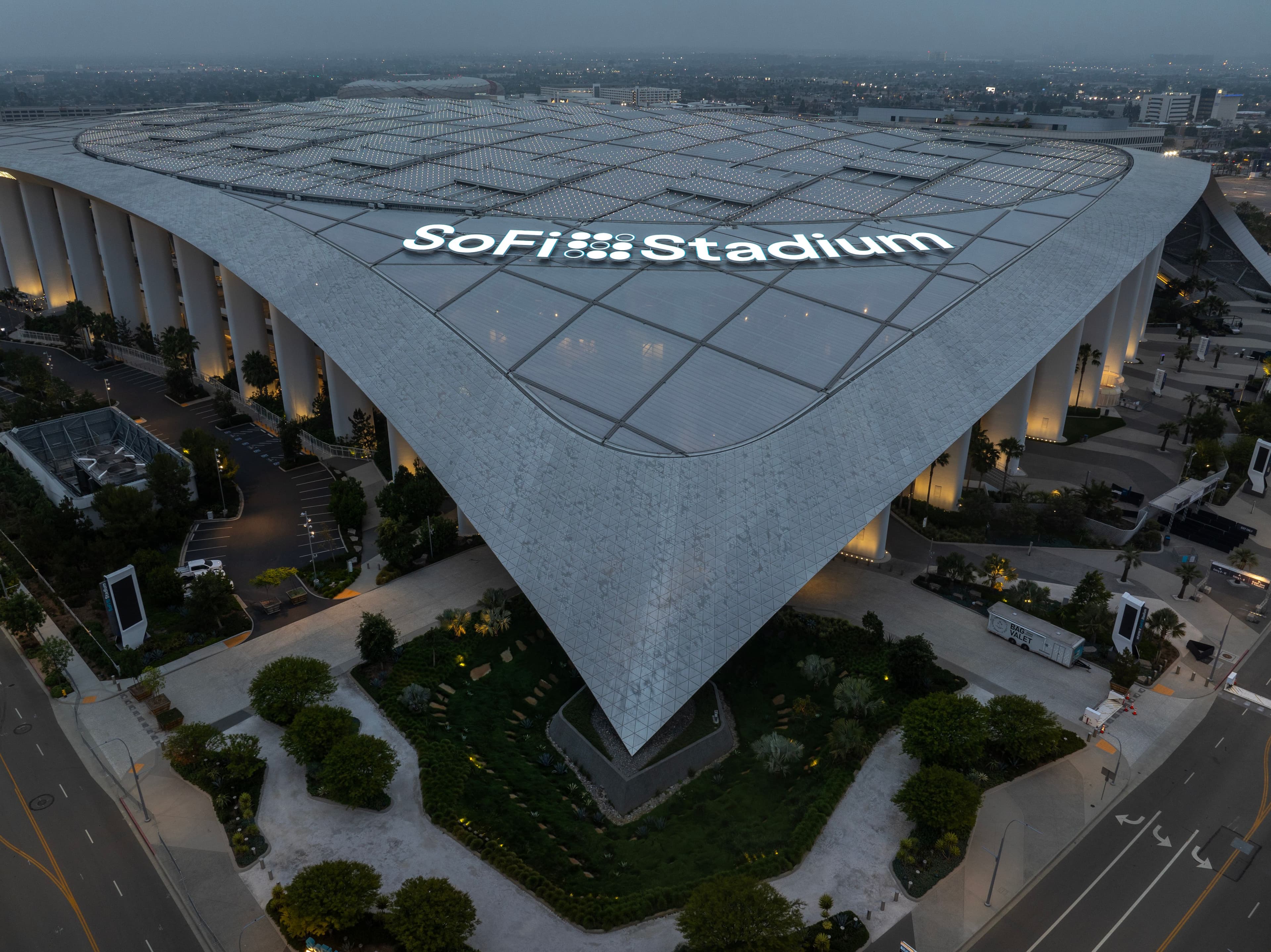An aerial view of the SoFi Stadium