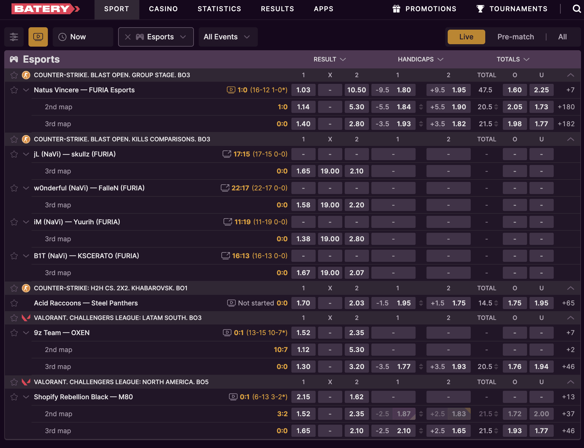 Baterybet Esports Betting Review 