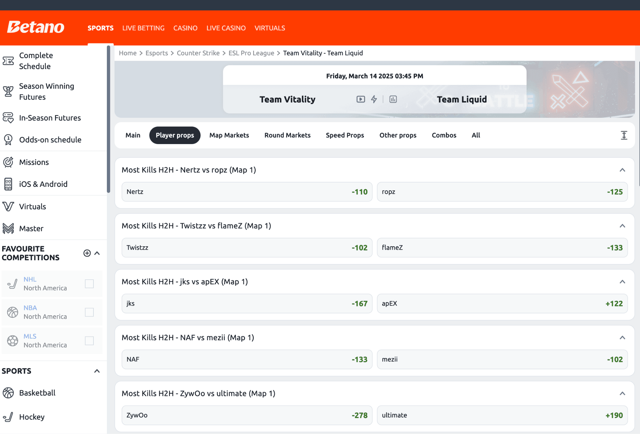 Betano Live Betting & Streaming for esports