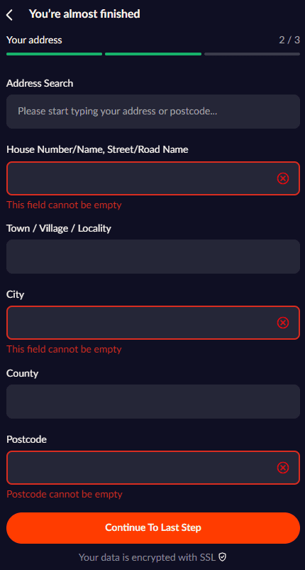 Betano Registration Process step 2