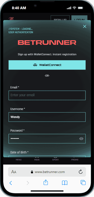 Betrunner Registration