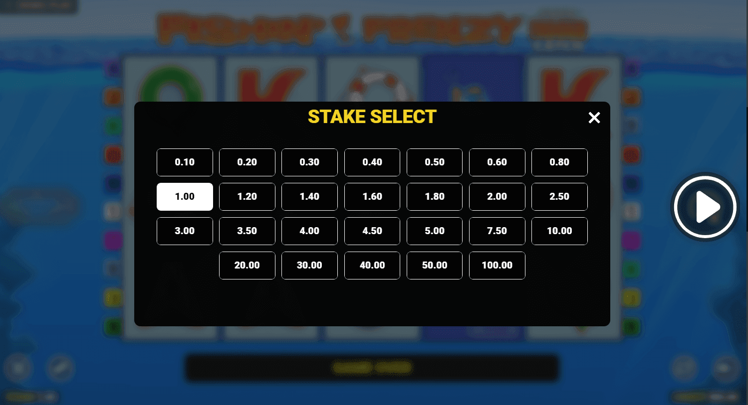 Betting Range Fishin frenzy