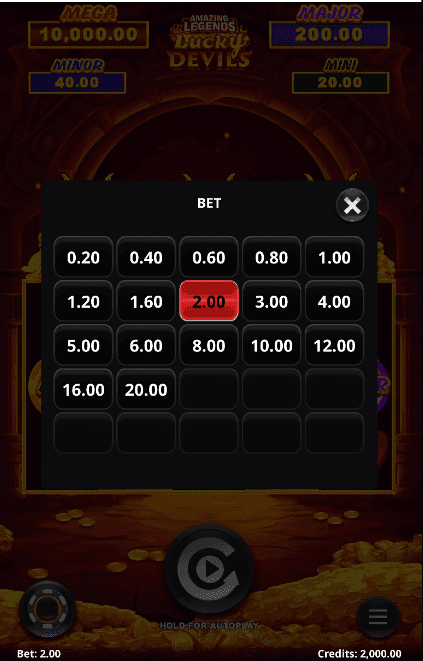 Betting Range (USD) lucky devil