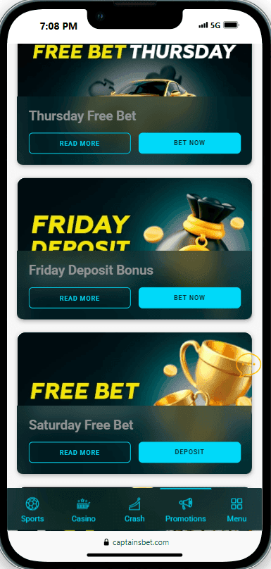 Captainsbet Friday Deposit Bonus Offer
