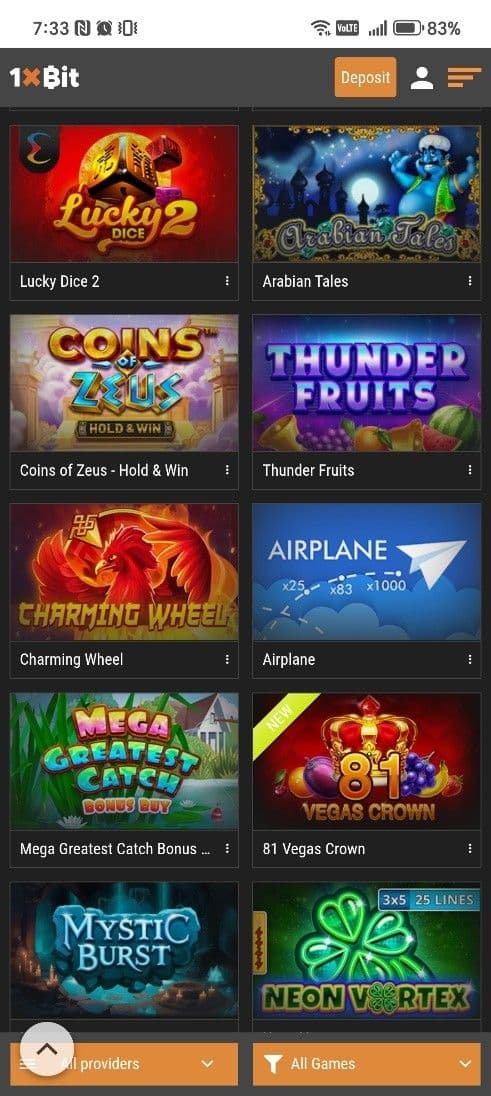 Casino Game Selection 1xbit.jpg