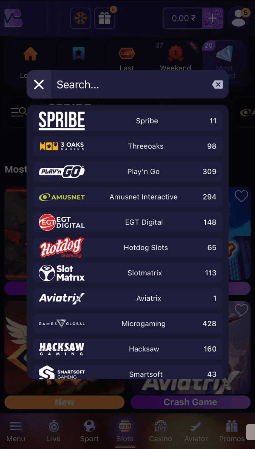 Casino Game Selection betvibe