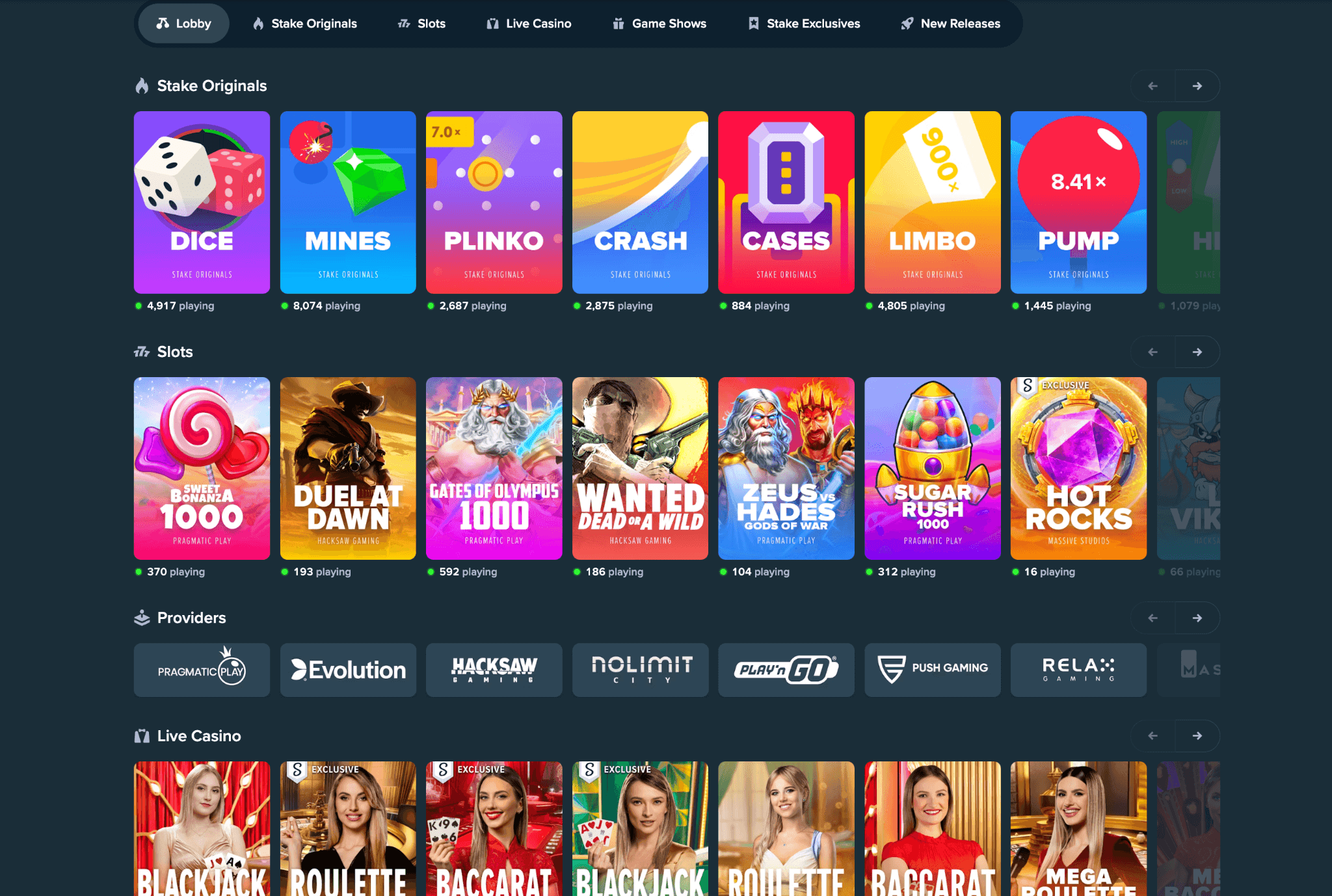 Casino Game Selection 