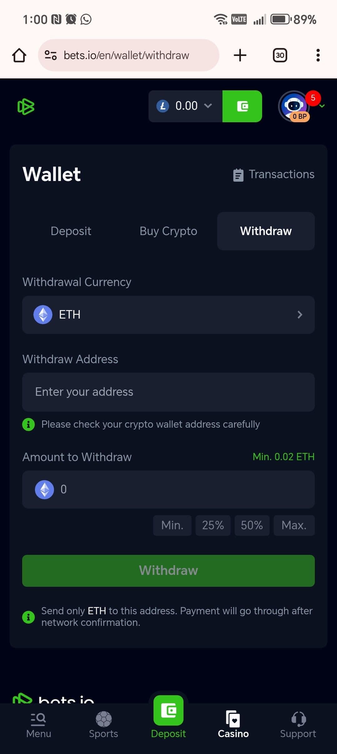 Choose the cryptocurrency you want to use Choose the cryptocurrency you want to use 