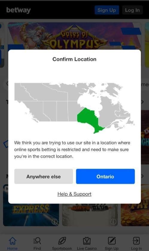 Confirm that you are located in Ontario 
