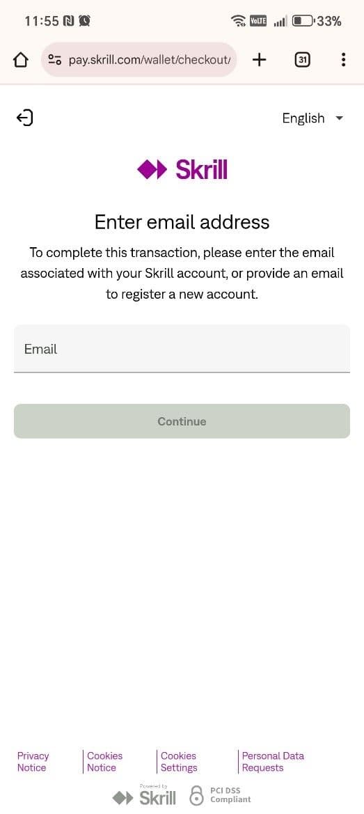 Confirm the transaction