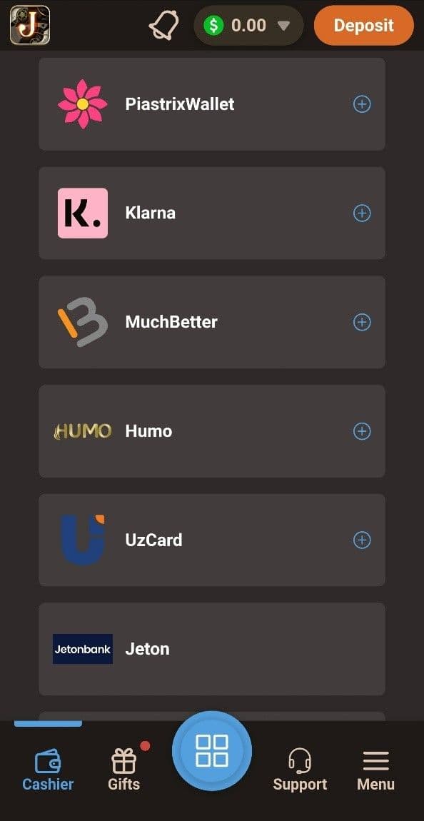 Deposit Method eWallets