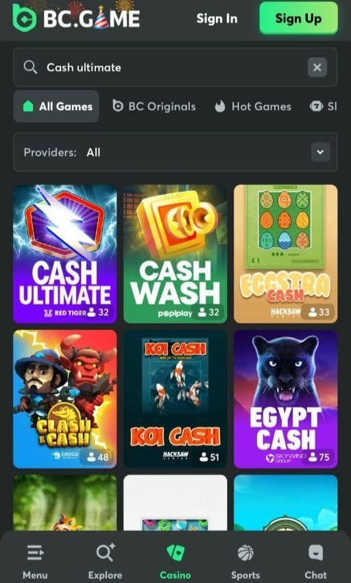 Find Cash Ultimate in the casino’s Slots lobby 