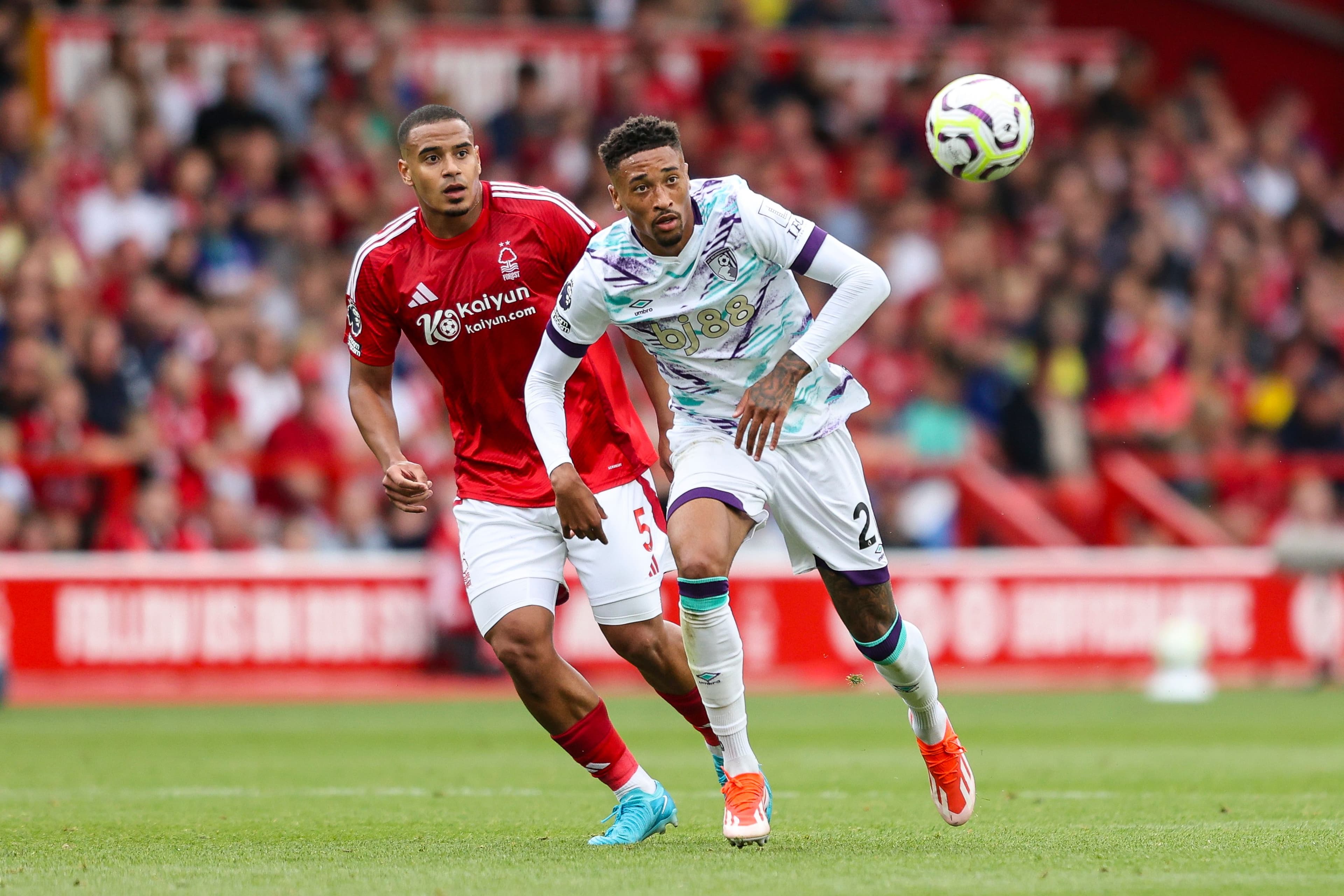 Murillo of Nottingham Forest and Daniel Jebbison of Bournemouth 