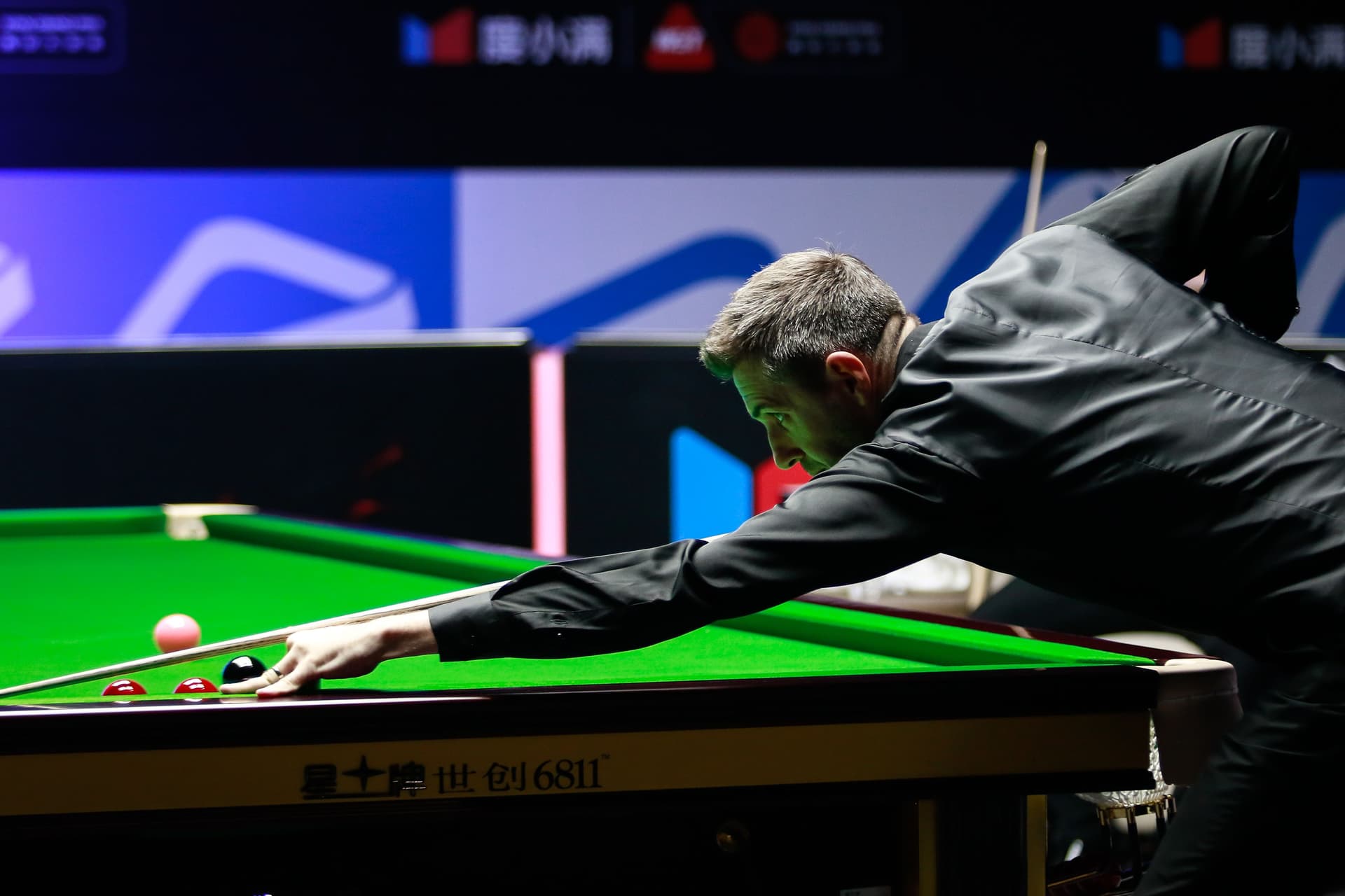 Mark Selby of England plays a shot in the second round 