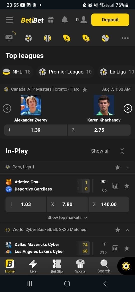 Go to “Cashier” or “Deposit.”