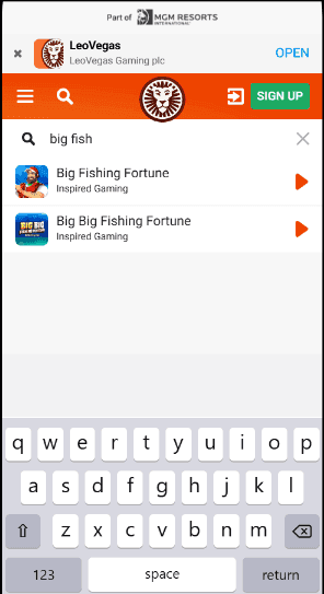 Go to the slots and look for Big Fishing Fortune