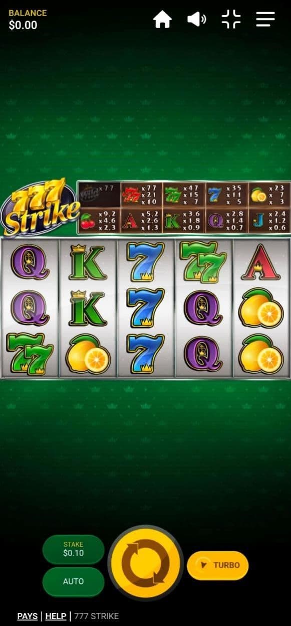 Go to the slots section and find 777 Strike