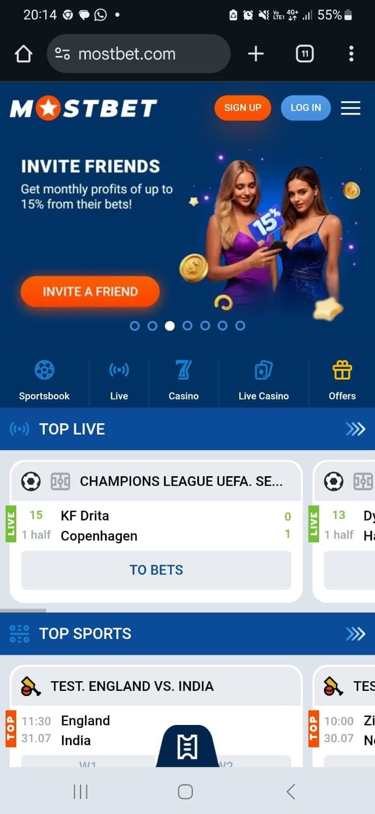 Head to Mostbet.com