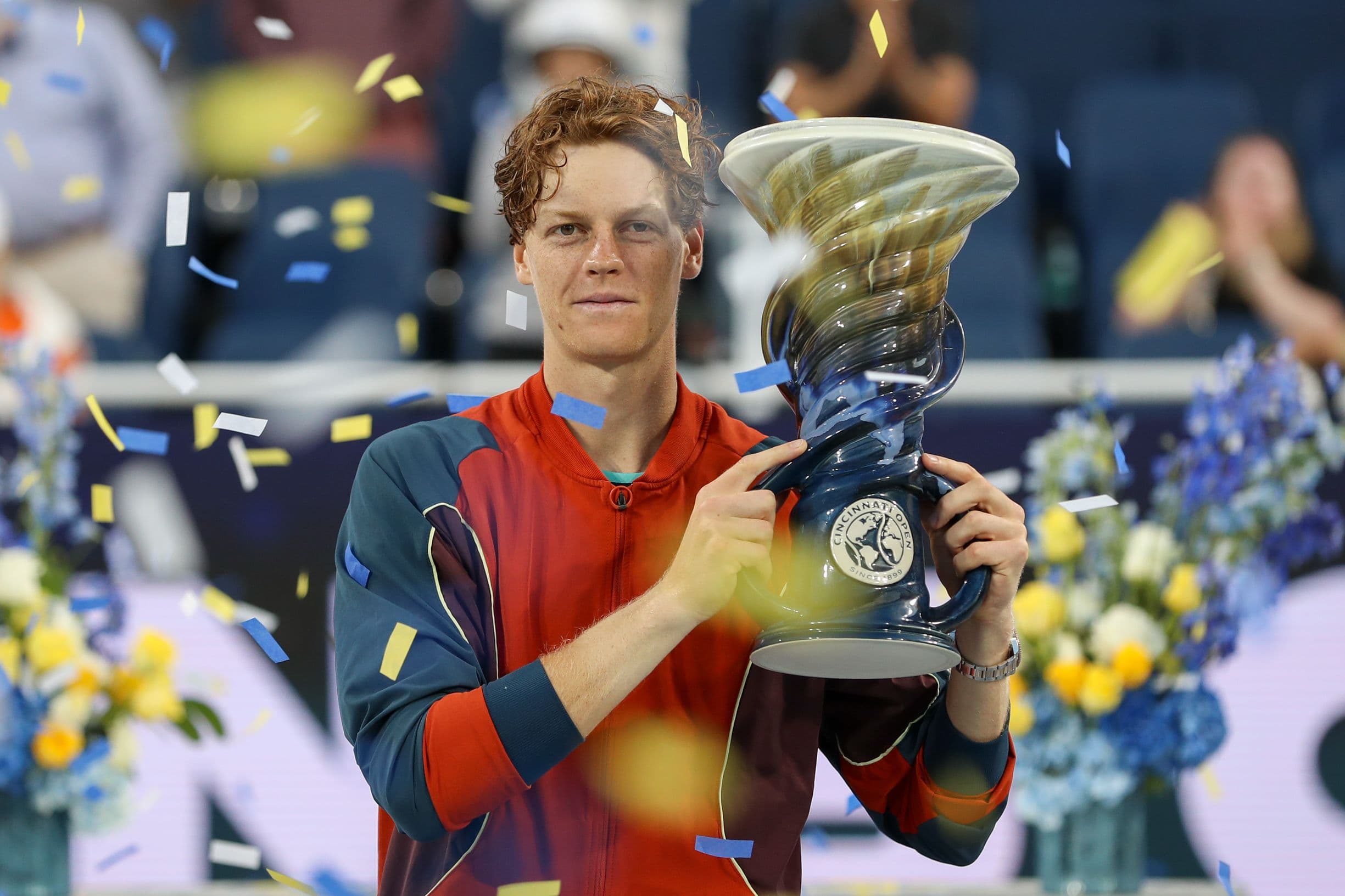 Jannik Sinner of Italy poses with the Rookwood Cup