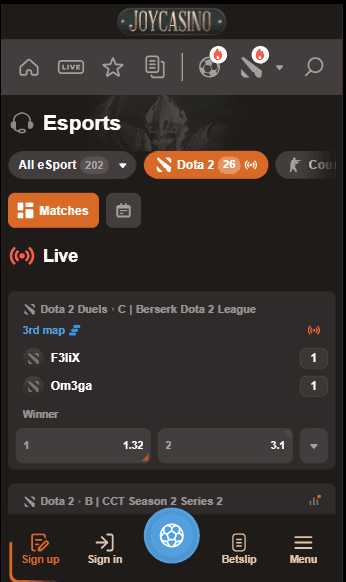 JoyCasino Esports Betting Review 