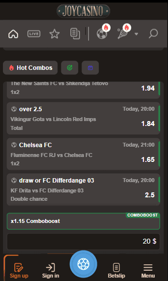 JoyCasino Sports Betting Odds