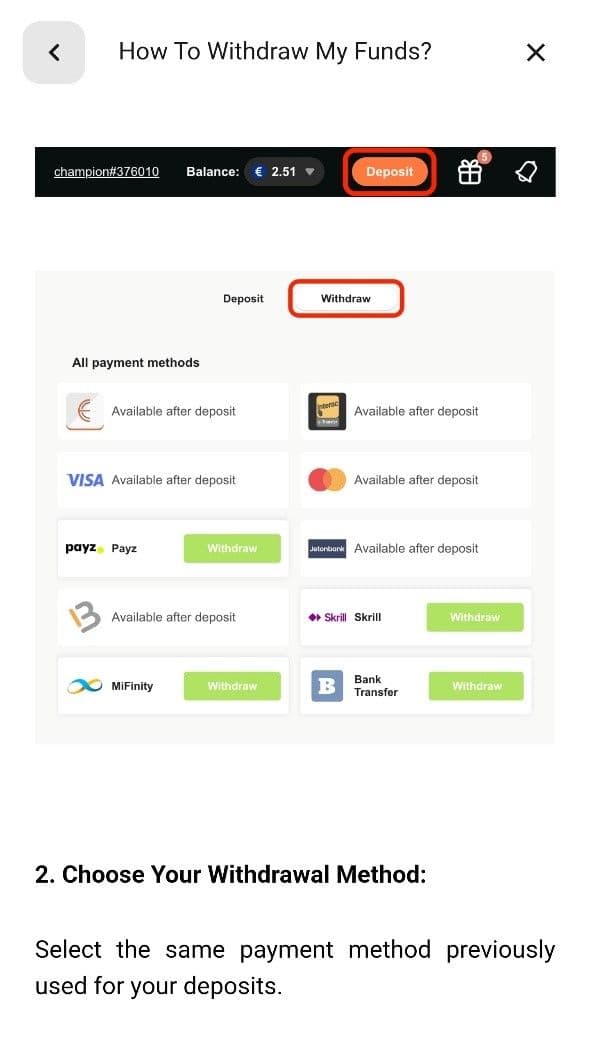 JoyCasino Withdrawal Methods 