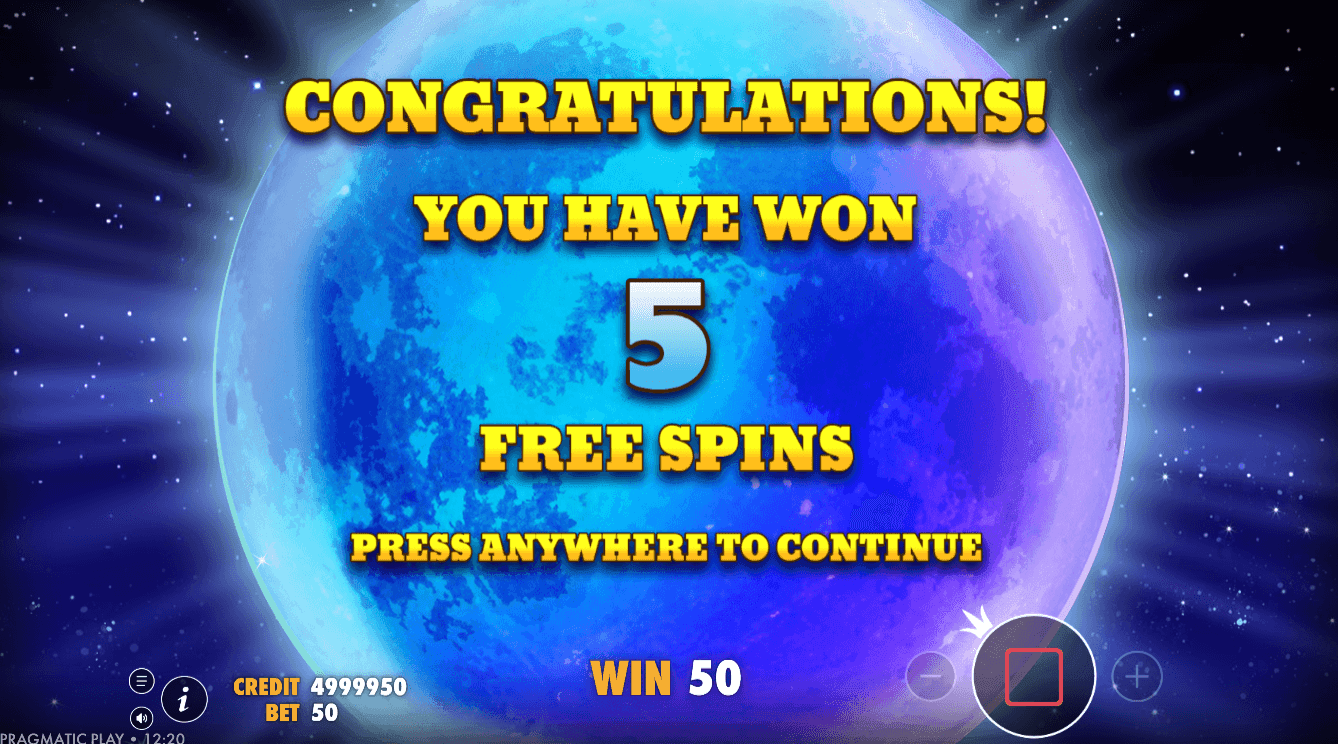 Land scatters on reels 1, 3, and 5 