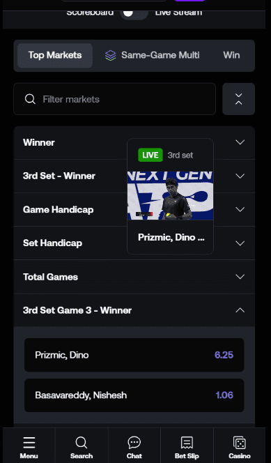 Live Betting & Streaming ..