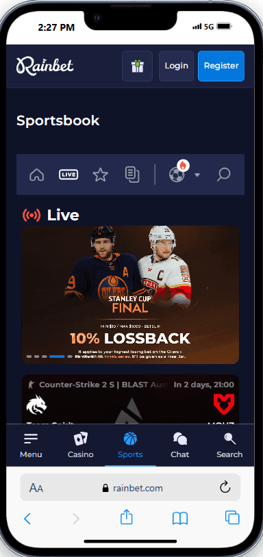 Live Betting & Streaming Rainbet