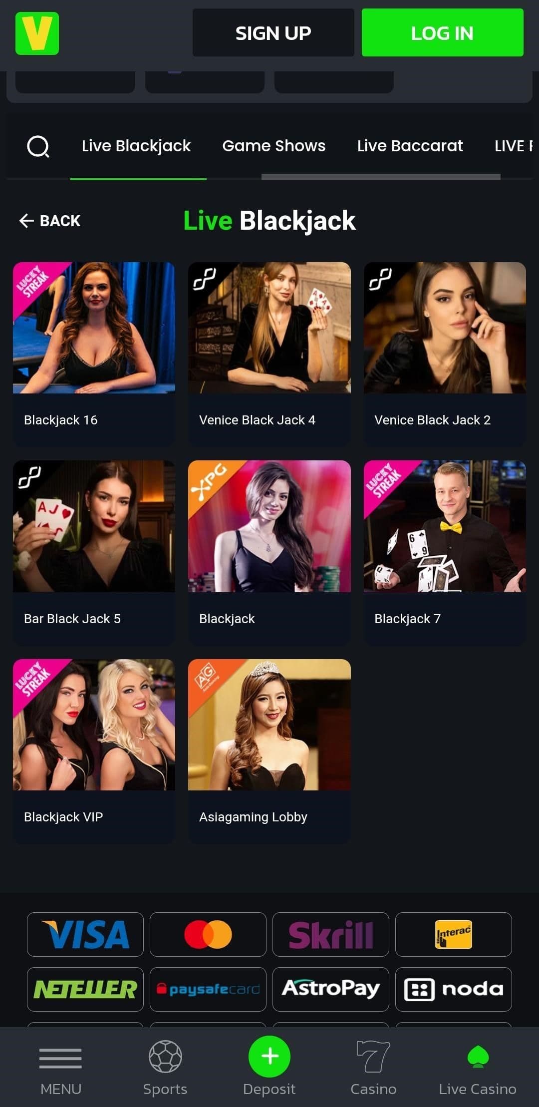 Live Dealer Games Velobet