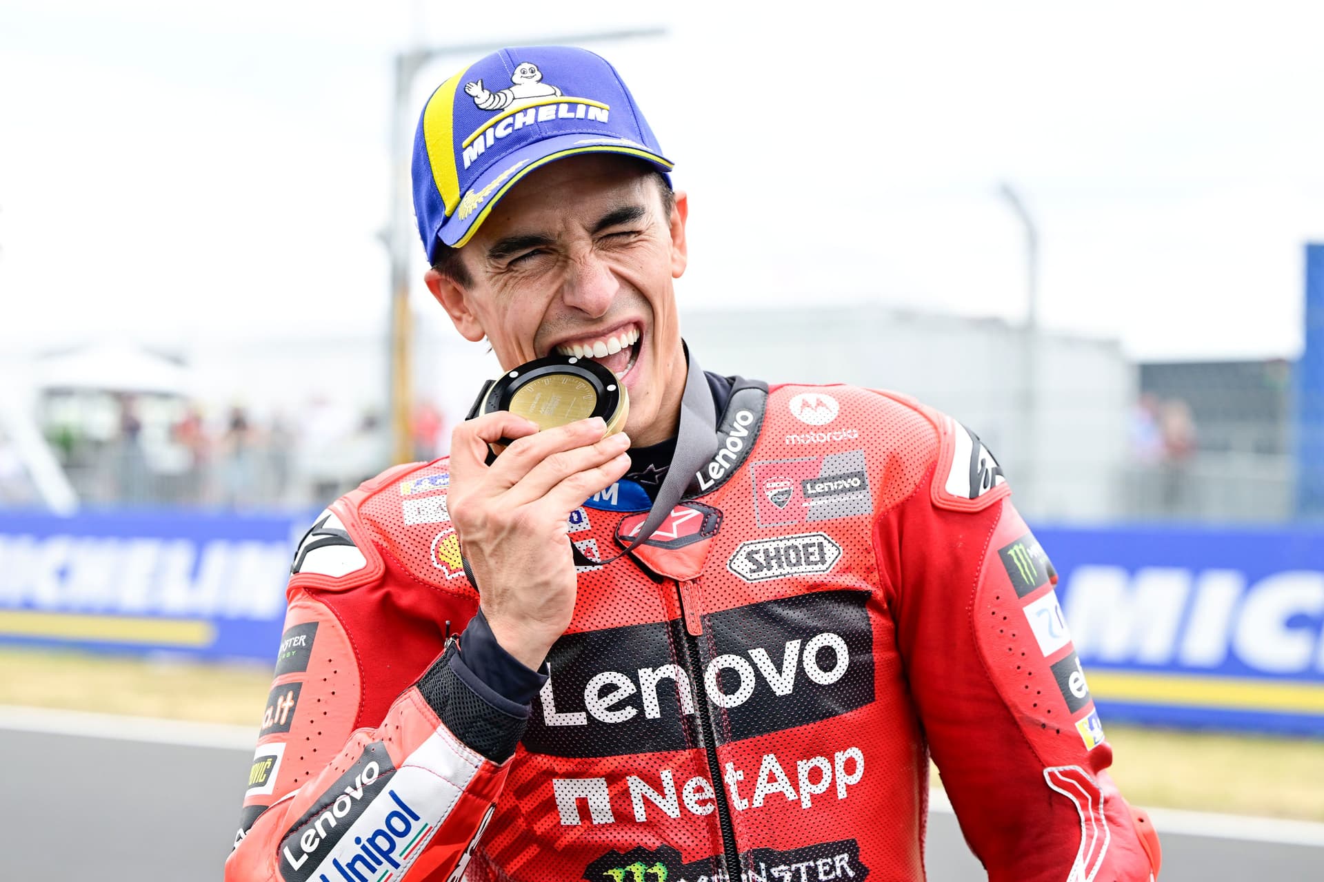 Marc Marquez of Spain riding the Lenovo Ducati