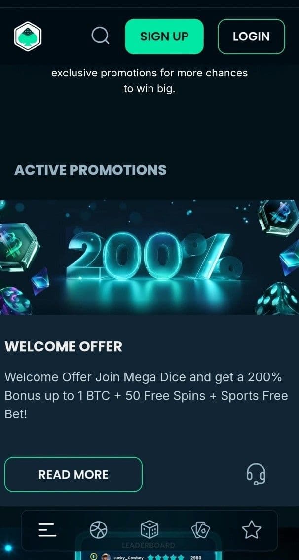 Mega Dice Bonuses & Promotions 