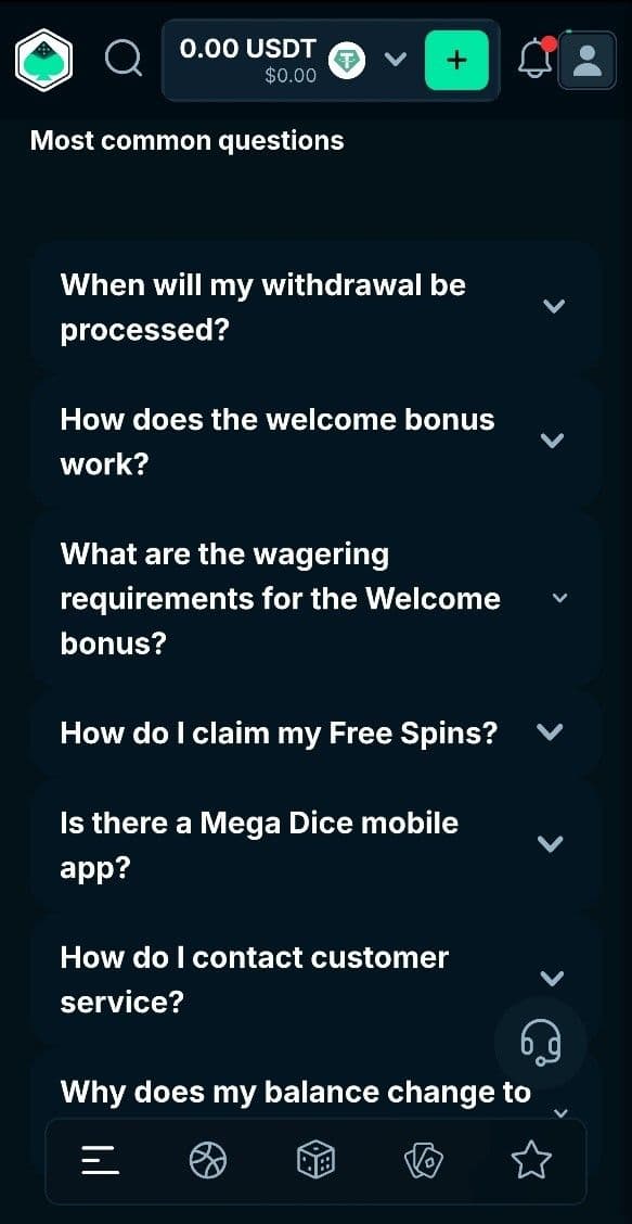 Mega Dice Help Desk 