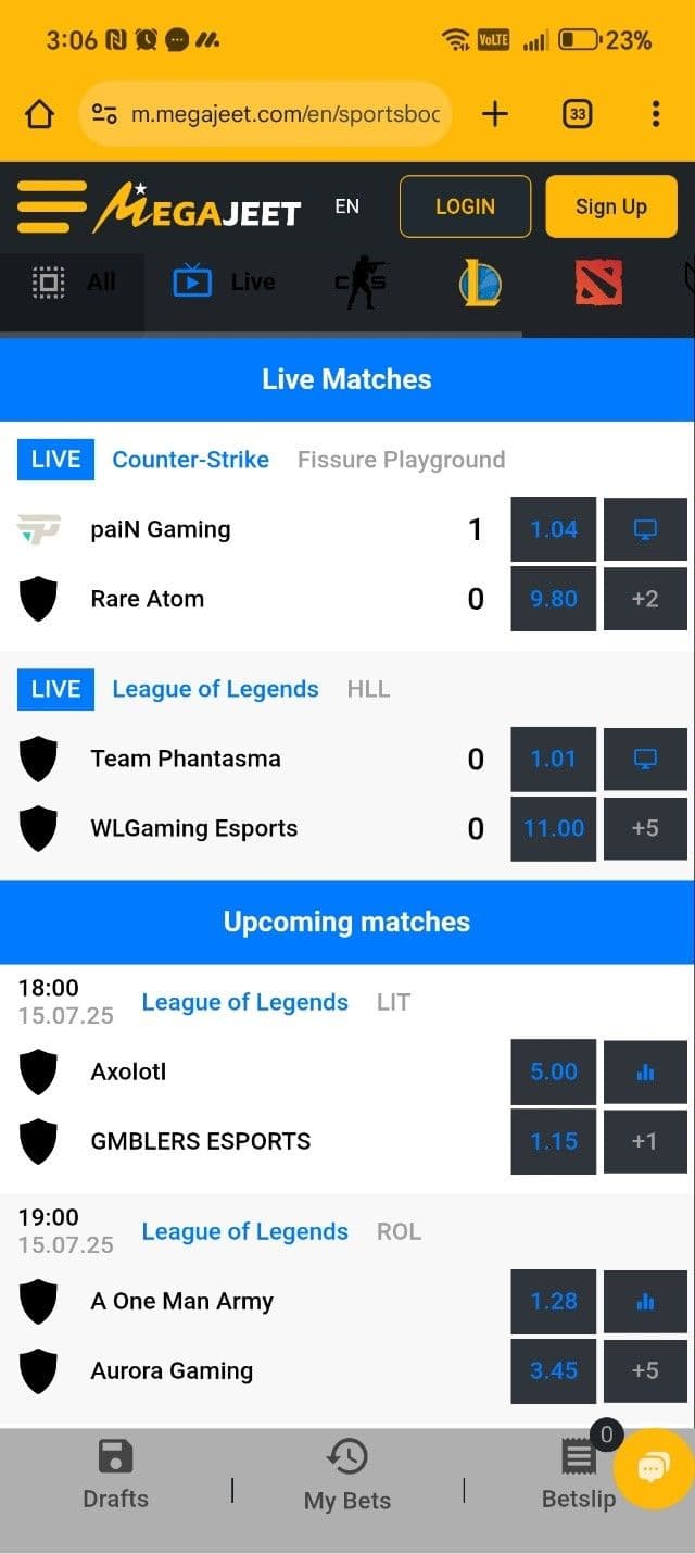 Megajeet Esports Betting Review 