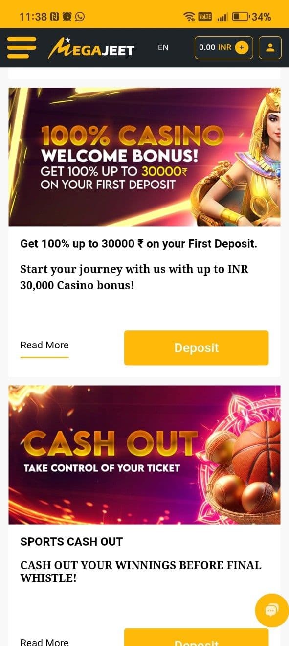 Megajeet Welcome Bonus 