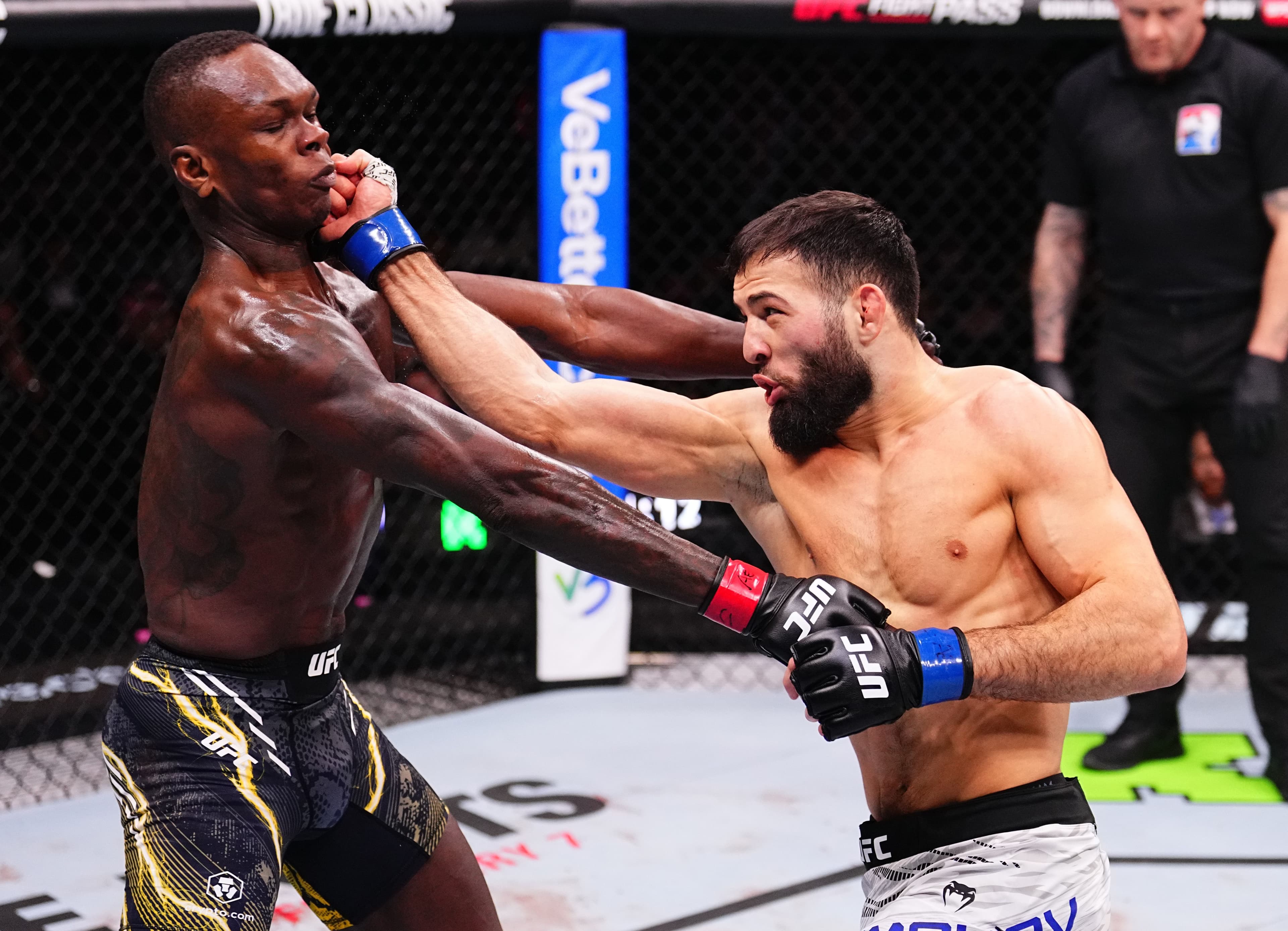 Nassourdine Imavov of Russia punches Israel Adesanya