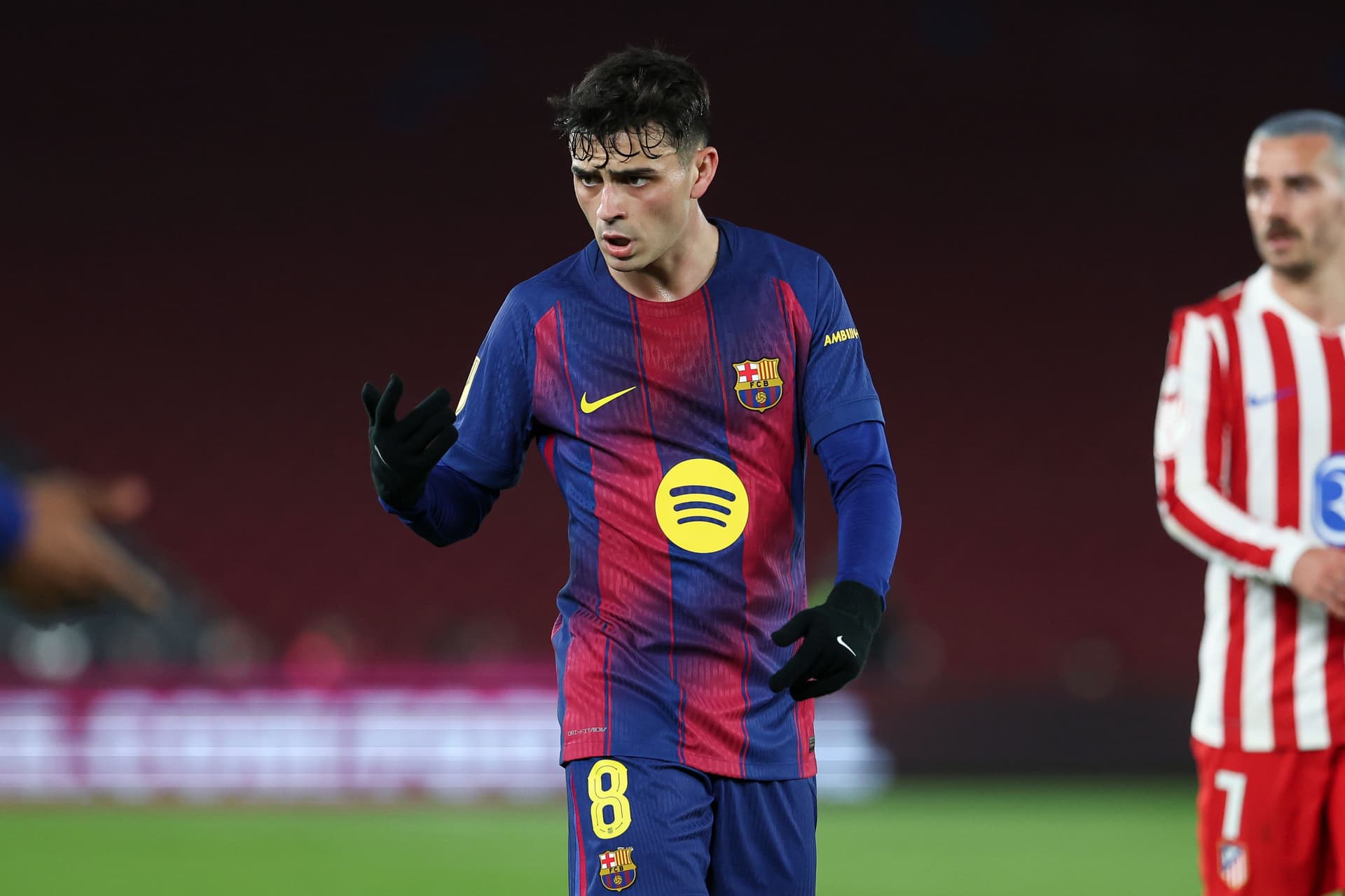 Pedri of FC Barcelona gestures during the Spanish Cup