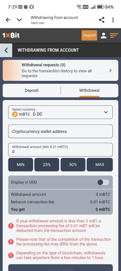 Pick the cryptocurrency you want to withdraw.