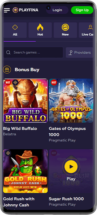 Playfina Mobile Experience