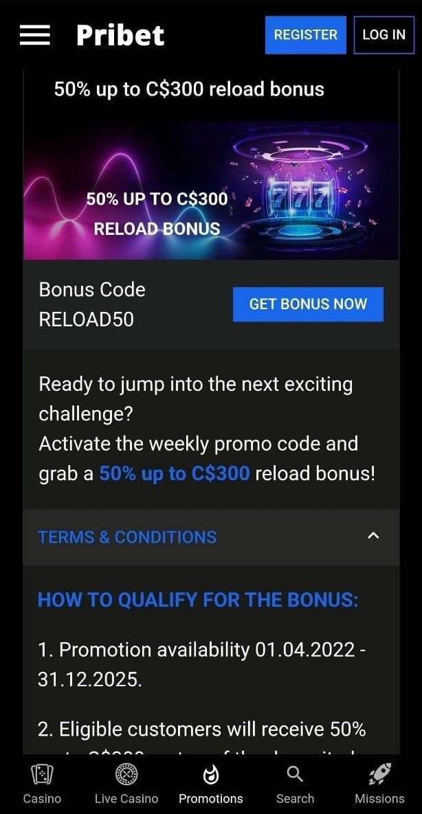 Pribet Casino Promotions