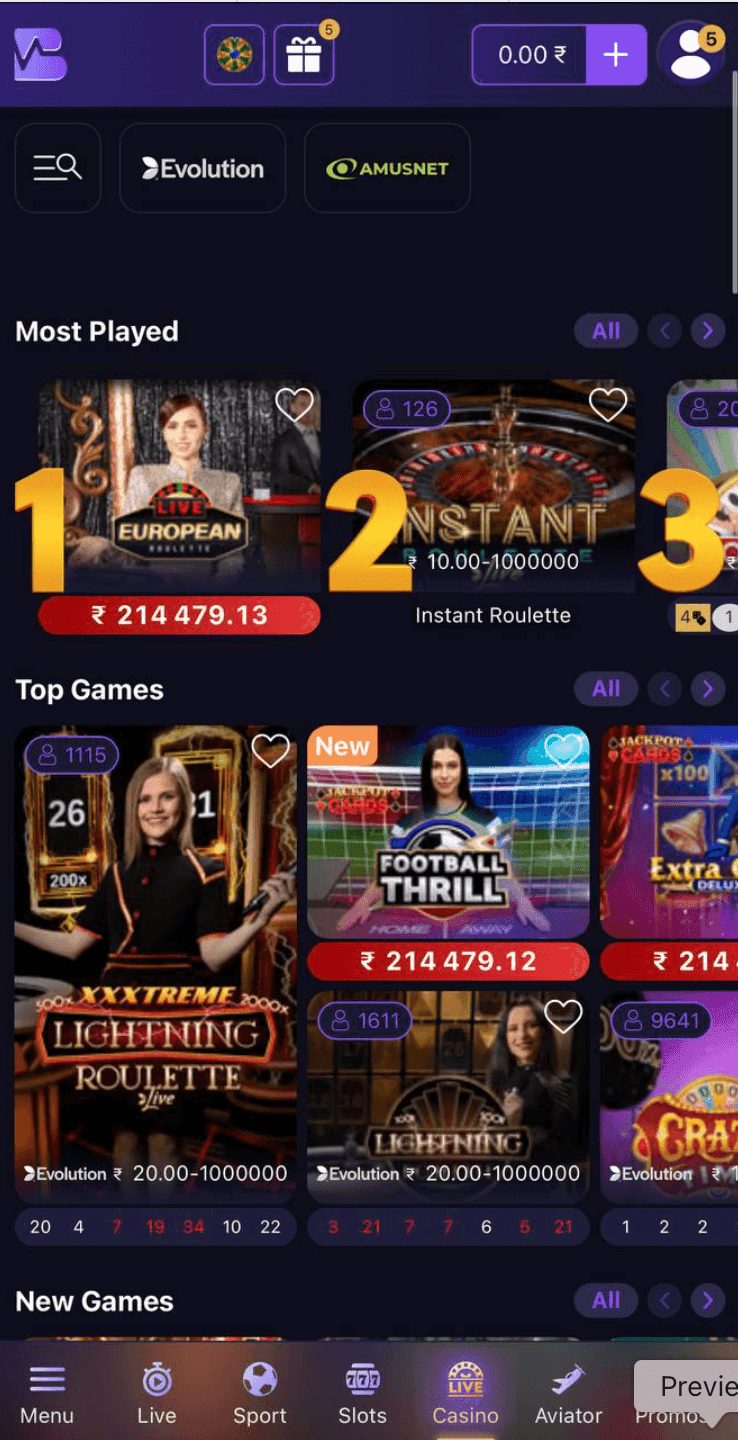 Real Casino Experience at Betvibe
