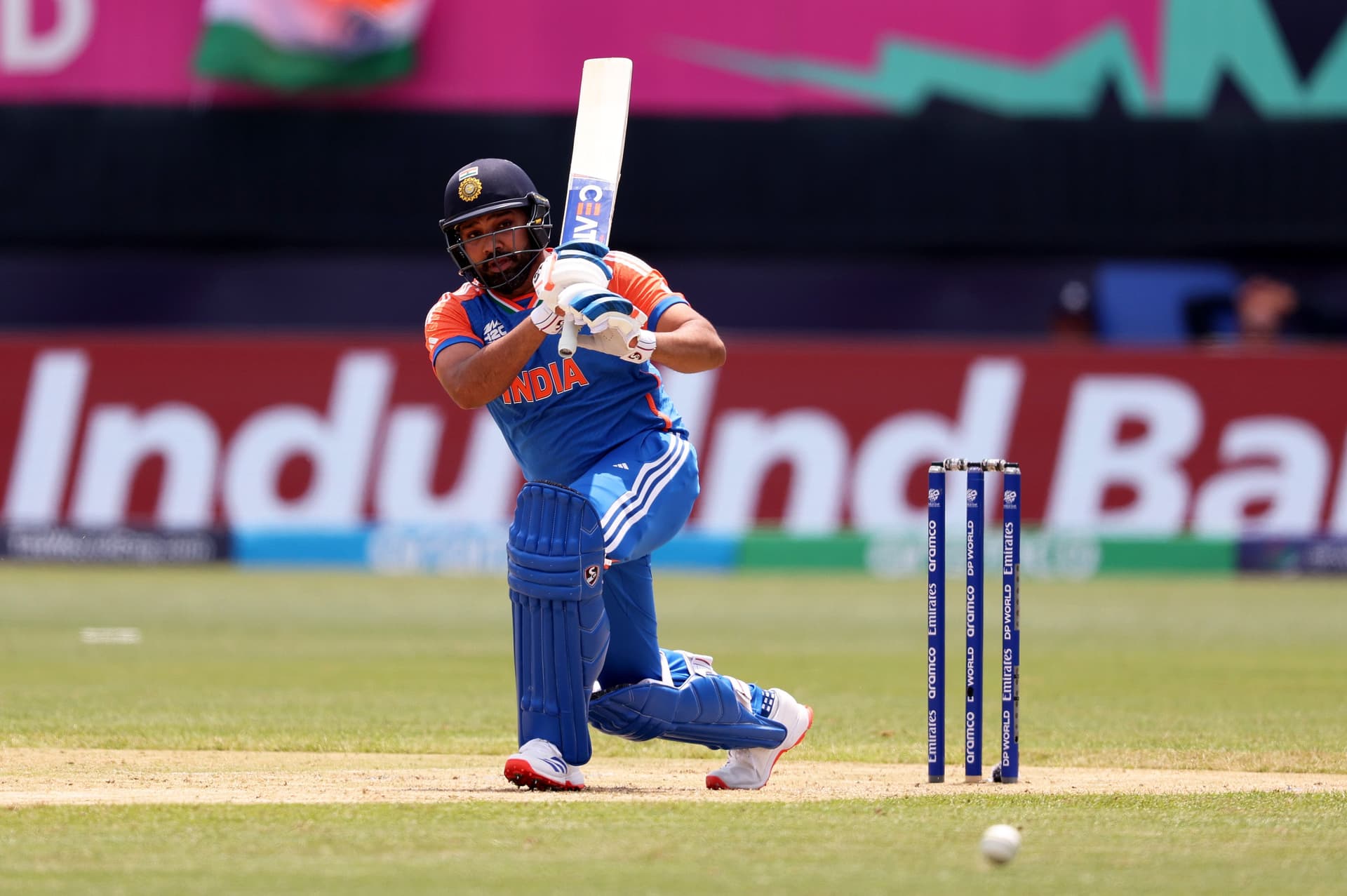 Rohit Sharma of India plays a shot