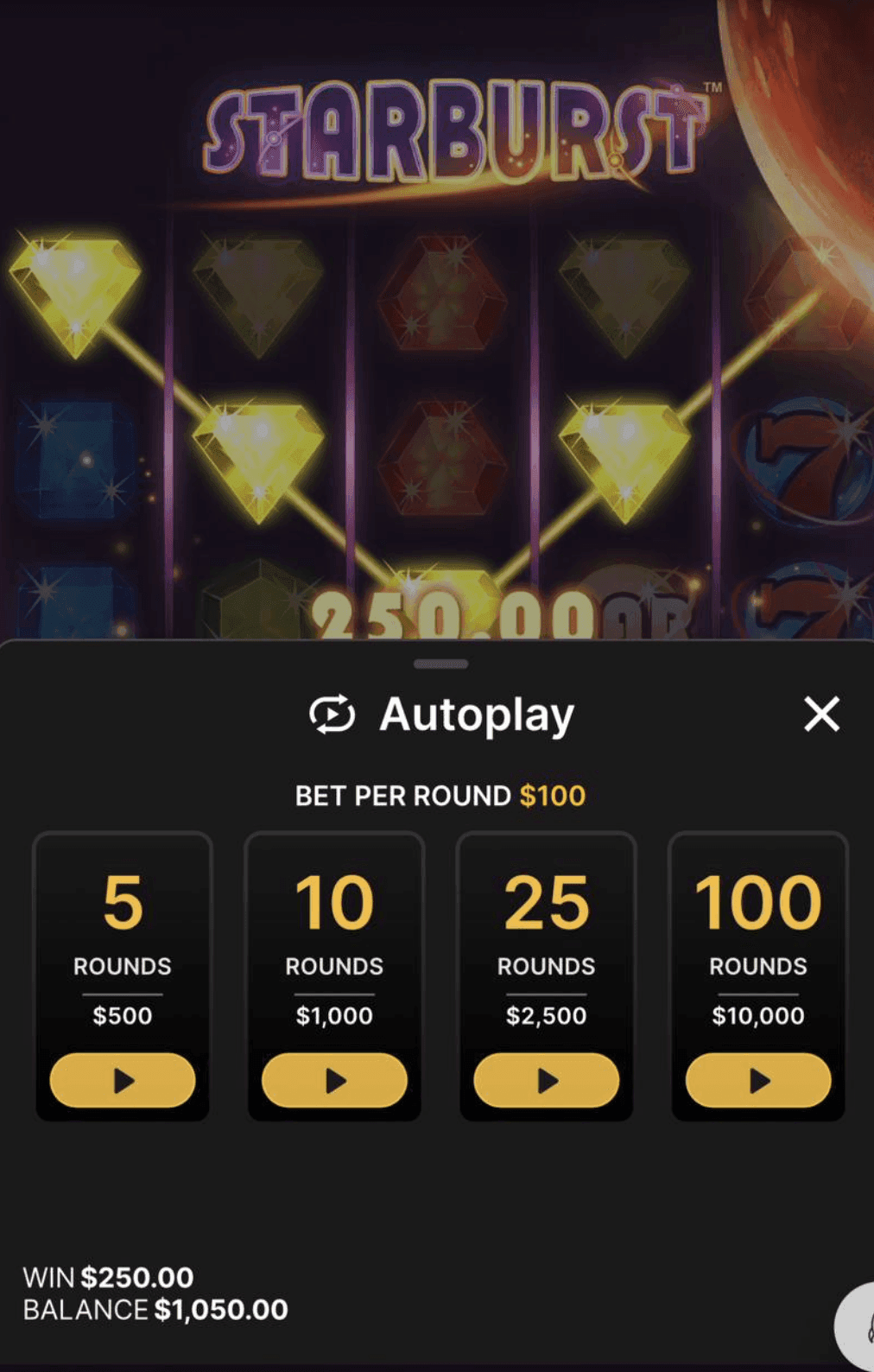 Search “Starburst” in the slots section